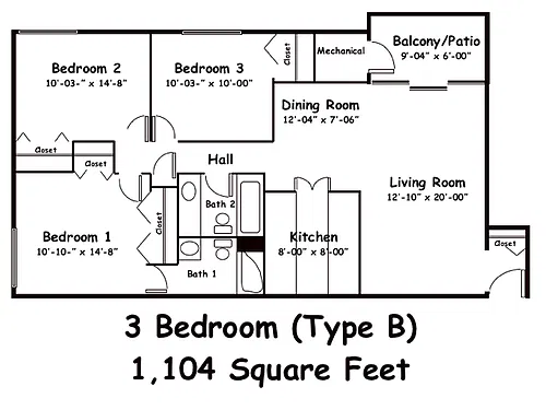 Floor plan Three Bedroom