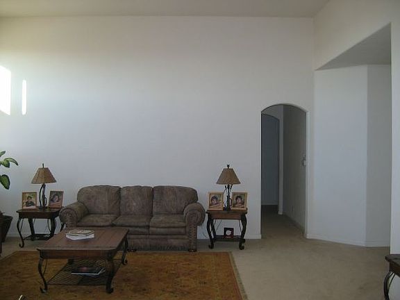 Living room with 12 foot ceiling.