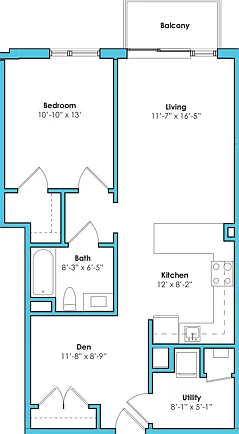 One Bedroom One Bath Den(844 SF) One Bedroom One Bath Den(844 SF)