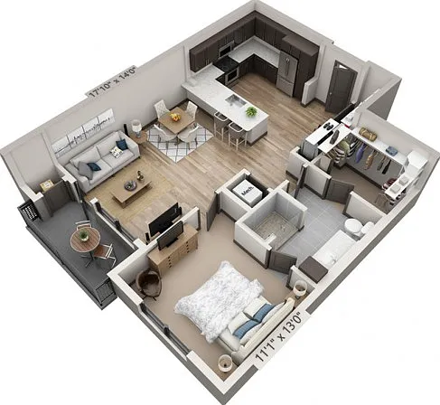 Floor plans are artist's rendering. All dimensions are approximate. Actual product and specifications may vary in dimension or detail. Not all features are available in every apartment. Prices and availability are subject to change. Floor plans are artist