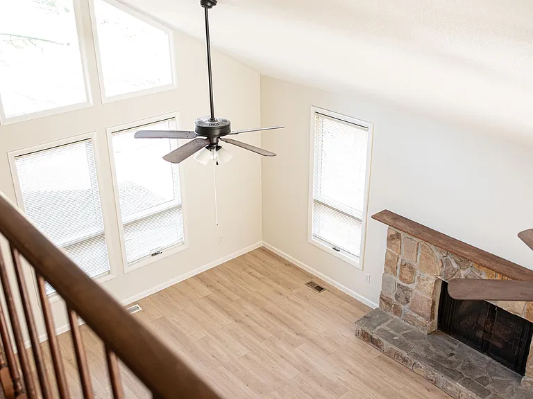 View from second floor that overlooks living area