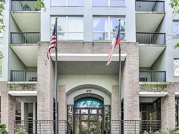 The face of the condominium building