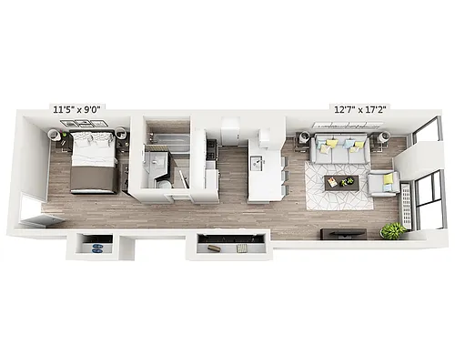 Floor plan Studio w/Alcove T