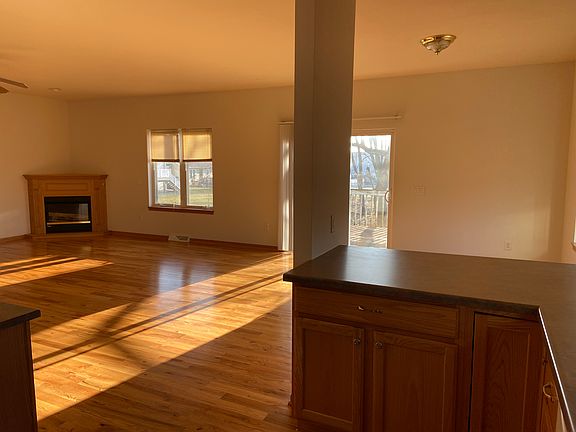 View from kitchen area to living/dining area