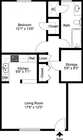 One bedroom floor plan One bedroom floor plan