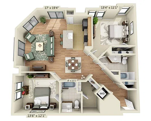 Floor plan 2 BEDROOM FLAT (B2G)