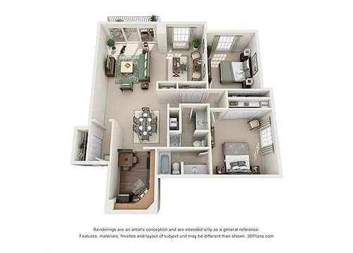 Floor plan Versailles w Den - West