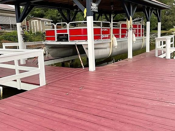 Large pier with boathouse