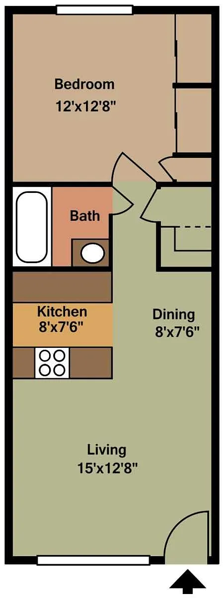 Floor plan Arapahoe Village 1-Bedroom