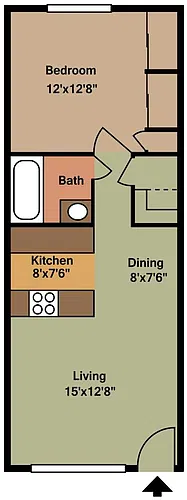 Floor plan Arapahoe Village 1-Bedroom