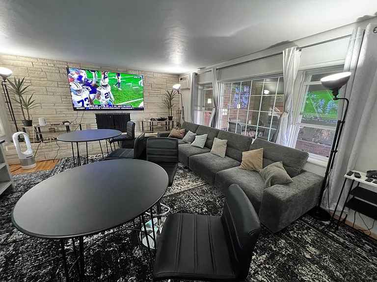 View out Family room front windows into breezeway