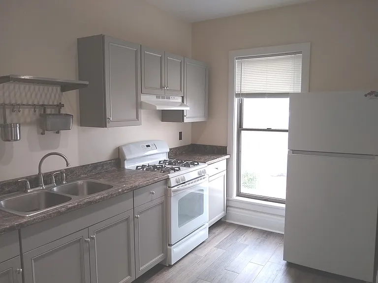 Fresh kitchen, with a view out on to Superior Street