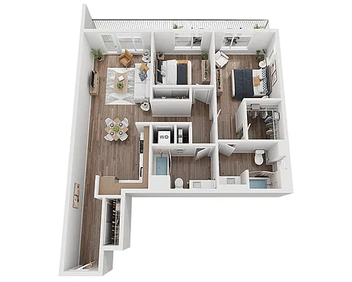 Floor plan Two Bedroom B2D