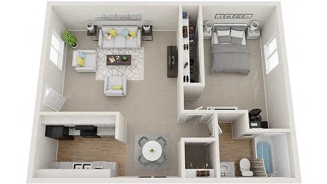 Floor plan One Bedroom One Bath B