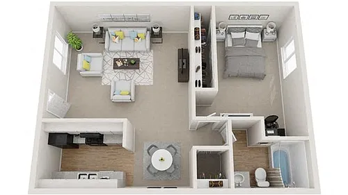 Floor plan One Bedroom One Bath B