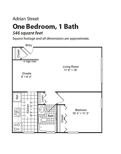 Floor plan Renovated 1 Bedroom