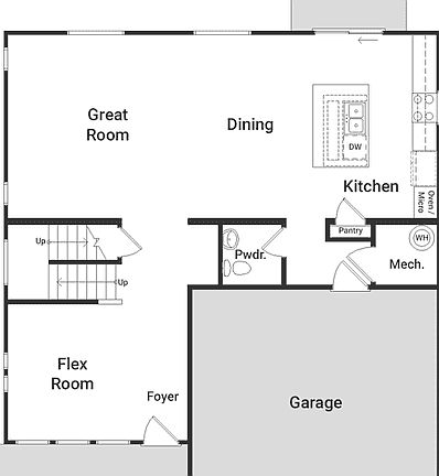 A view of the first-floor layout of the Dusk Floorplan