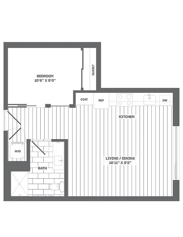 Floor plan 1 Bed/1 Bath-B6