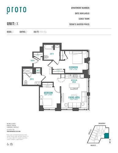 Floor plan 2 Bed/2 Bath-X