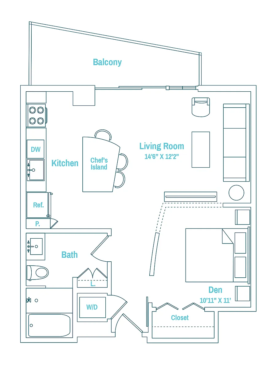 Floor plan Studio + Den