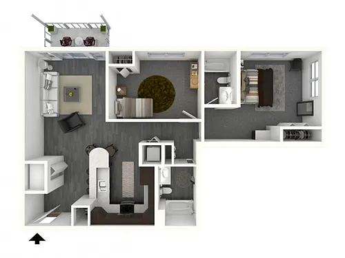 Floor plan 2 Bedroom, 2 Bath - Large