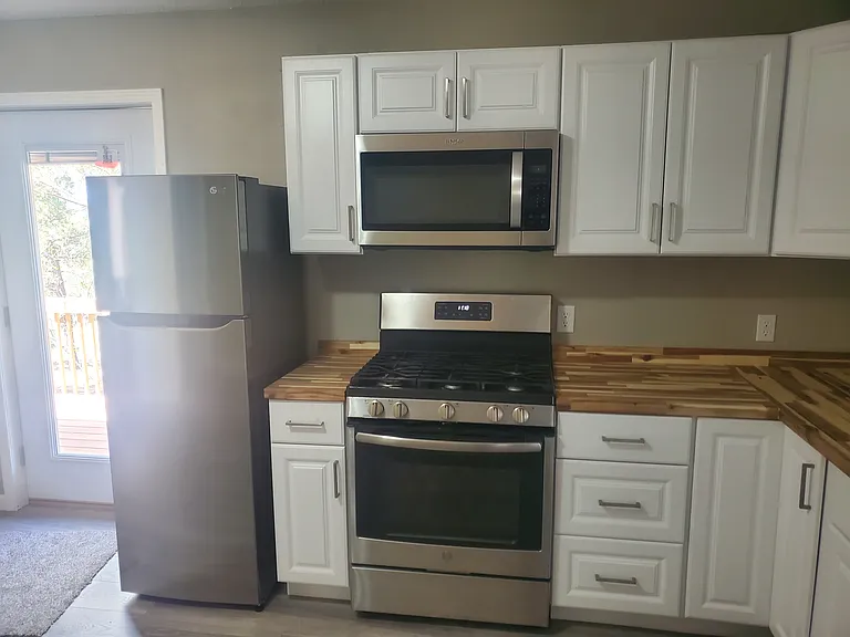 Kitchen and entry door.