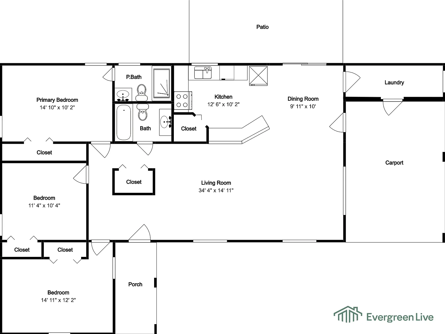 3 bed, 2.0 bath, 1333 sqft, $1,595 — Photo 1