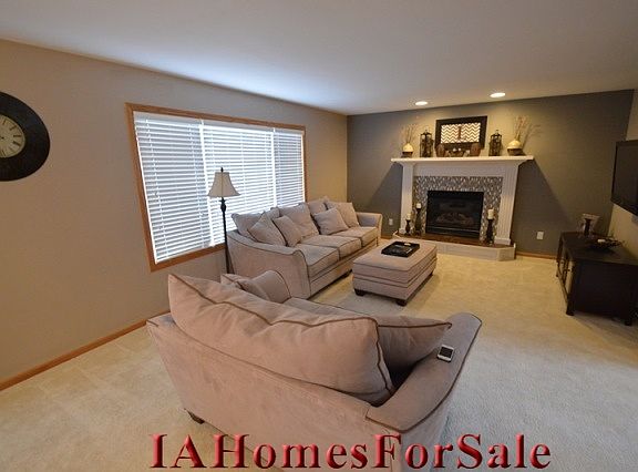 Living Room: Updated gas fireplace with new tile & surround