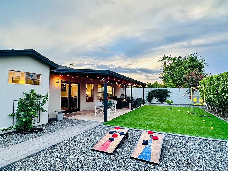 Private Backyard Oasis: 
Have some fun at the Backyard-sports, games...