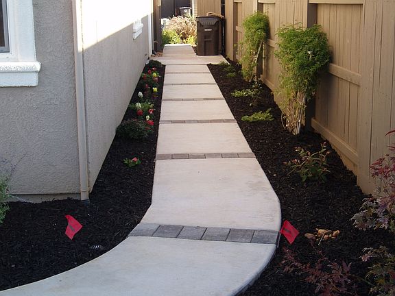 Side yard near completion