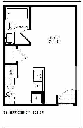 Floor plan 0 Bedroom 1 Bathroom