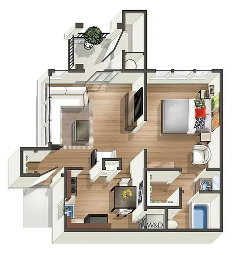 Floor plan A1 - 1 Bedroom, 1 Bathroom