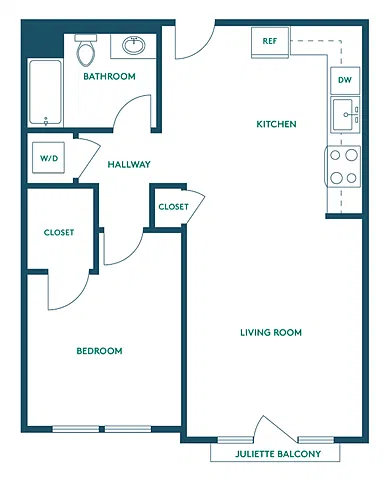 Floor plan 1Bed/1Bath F - Signature