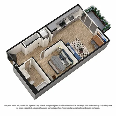 Floor plan Open 1-Bed J