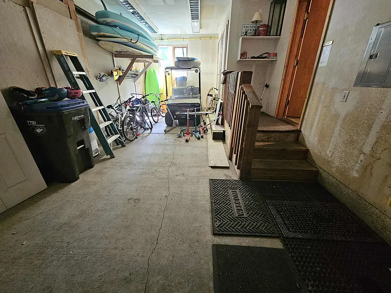 Garage for ski storage.