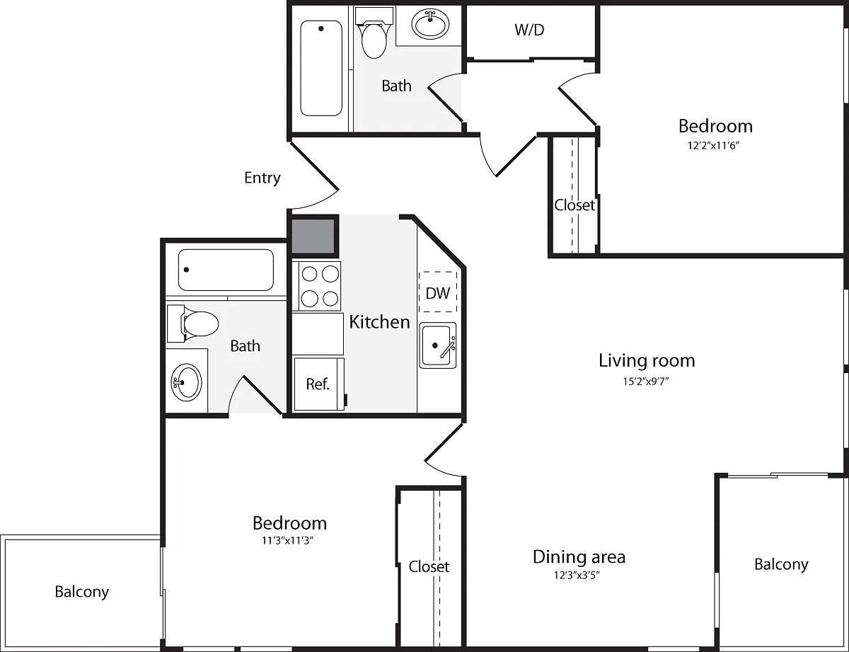 Floor plan 2 Bedrooms I WD