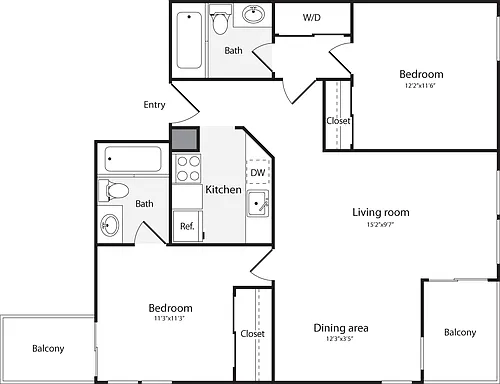 Floor plan 2 Bedrooms I WD