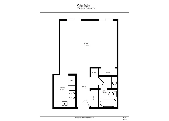 Floor plan HOLIDAY GARDENS- STUDIO