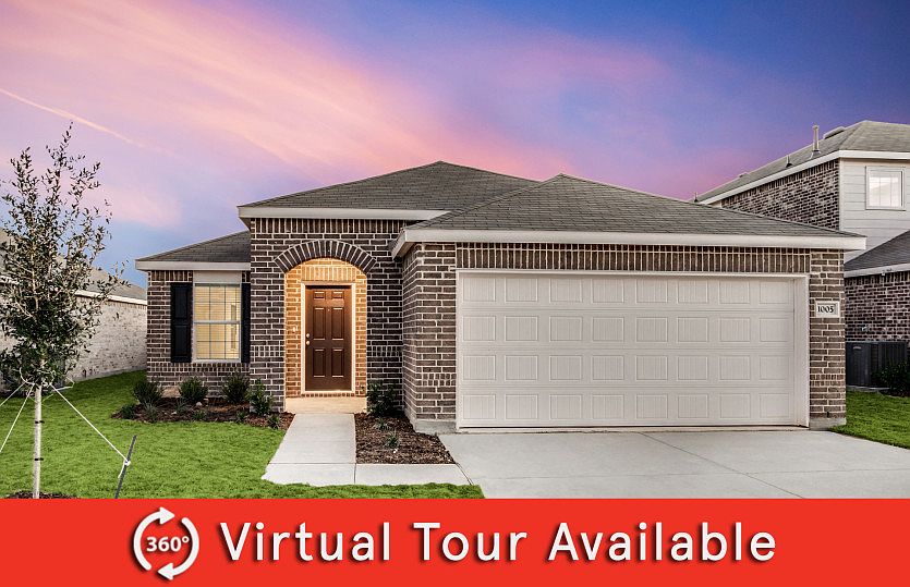 The Becket, a one-story home with 2-car garage, shown with Home Exterior P