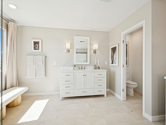 Primary bath with dual vanities
