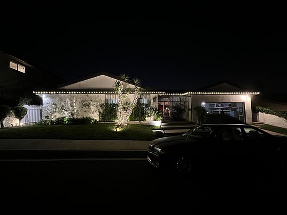 Front of house at night