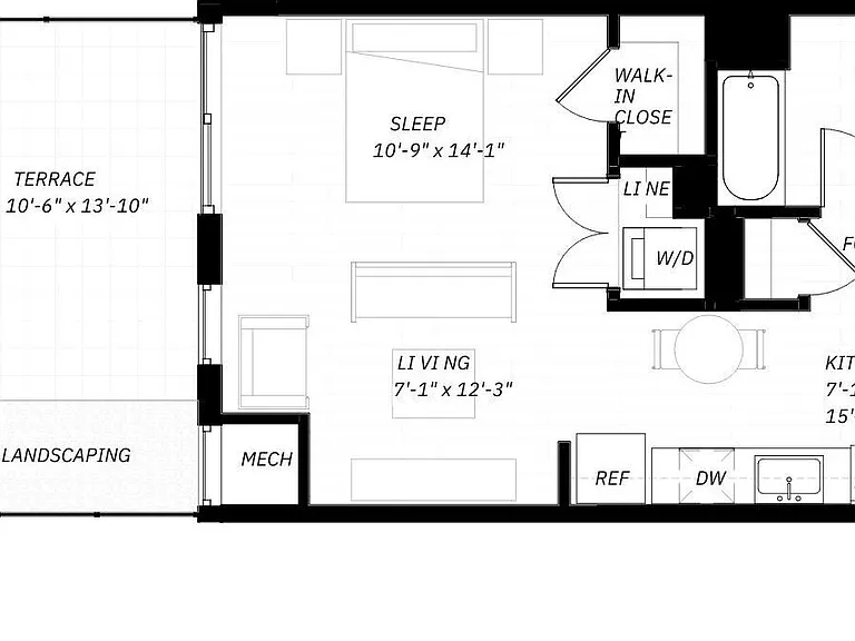 Studio A floor plan District 1860