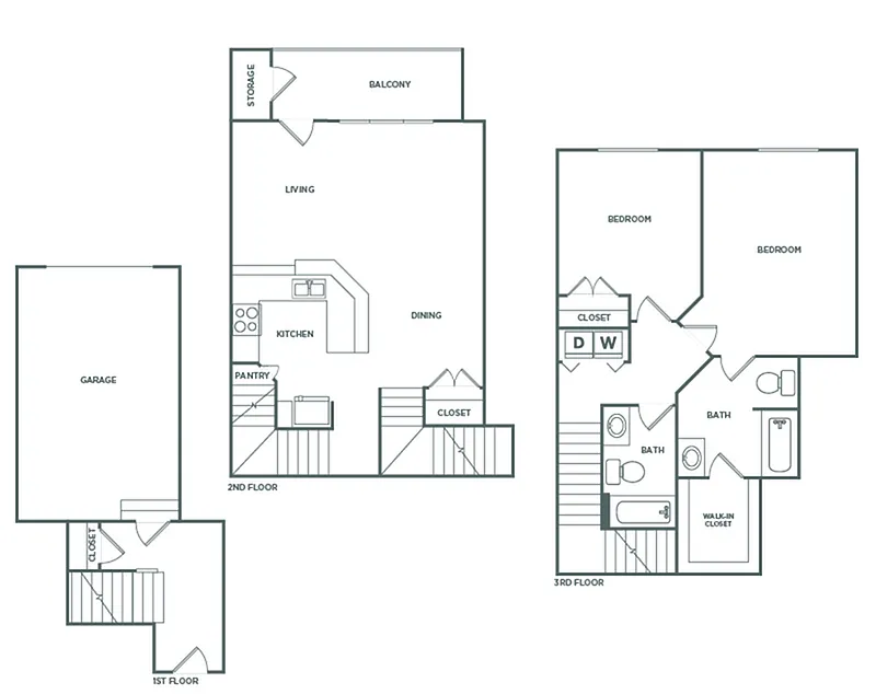 Floor plan Two Bedroom Two Bath (1446 SF)