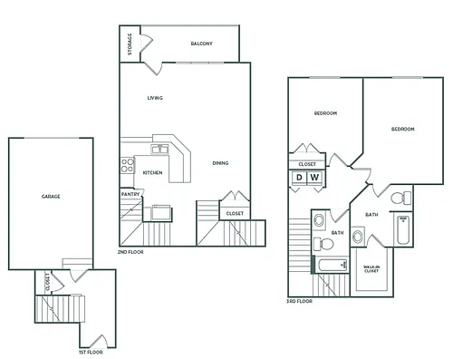 Floor plan Two Bedroom Two Bath (1446 SF)
