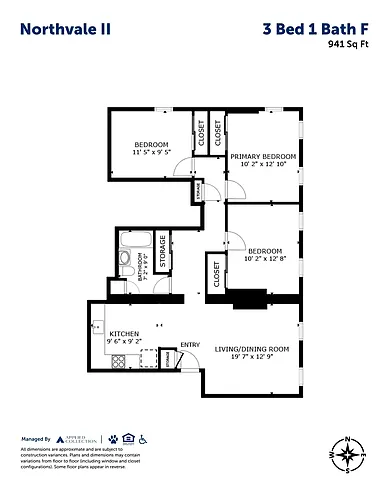 Floor plan 3 Bed 1 Bath F