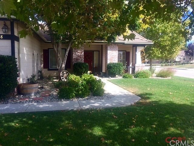 Front yard graced with large shade trees