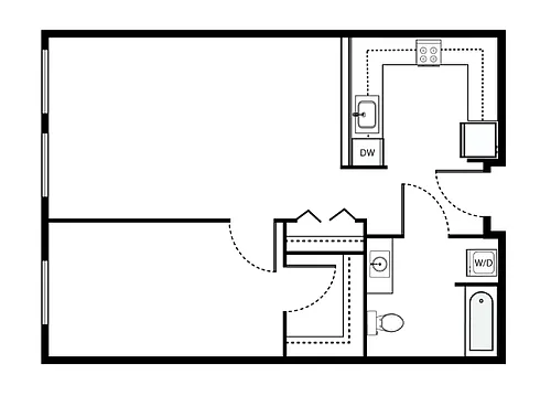 Floor plan 1x1 - A1 - ADA