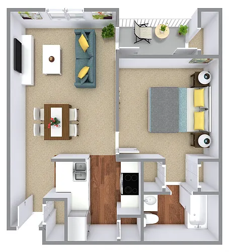 Floor plan 1 Bed 1 Bath A