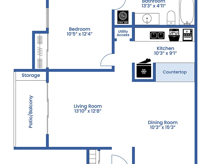 One Bedroom Garden Floorplan at 760 Square Feet - Remodel One Bedroom Garden Floorplan at 760 Square Feet - Remodel