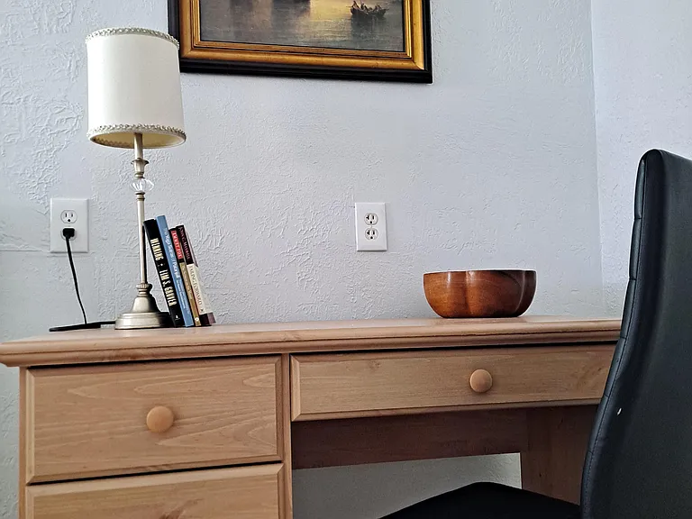 Work Desk with Desk Lamp and Chair